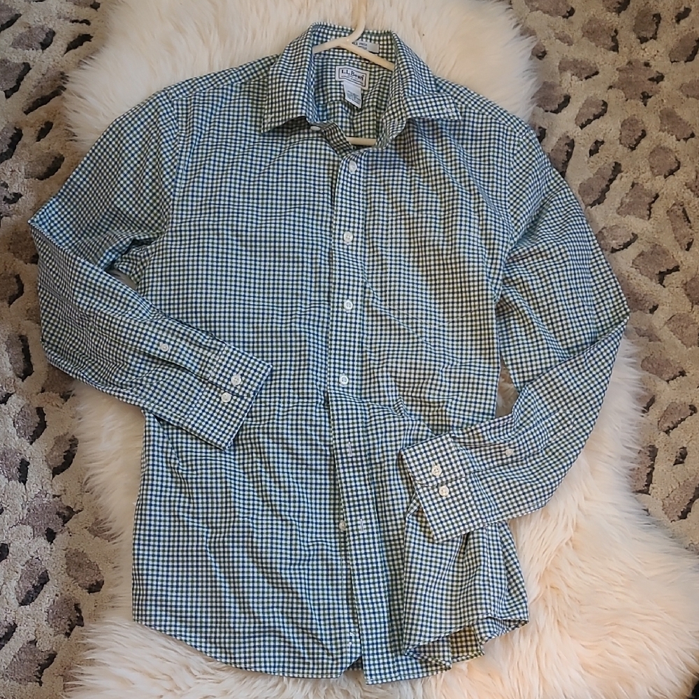 Men's Blue, Green & White Checkered Shirt